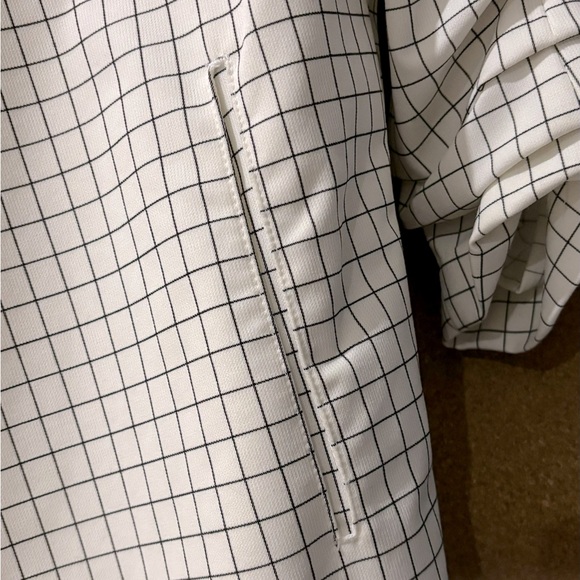 Ruched Cuff, Black Grid Pattern, Shoulder-padded Open Blazer - Picture 3 of 5